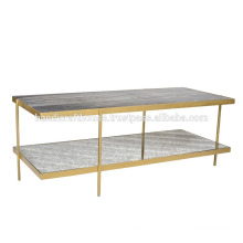 Industrial Marble and Metal 2 Tier Console table